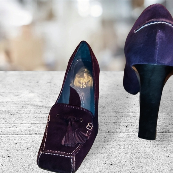 VIA SPIGA | ✨🪻NICE ✨ Purple Suede Squared-Toe 3" Heels | Size 6 M - Picture 9 of 14